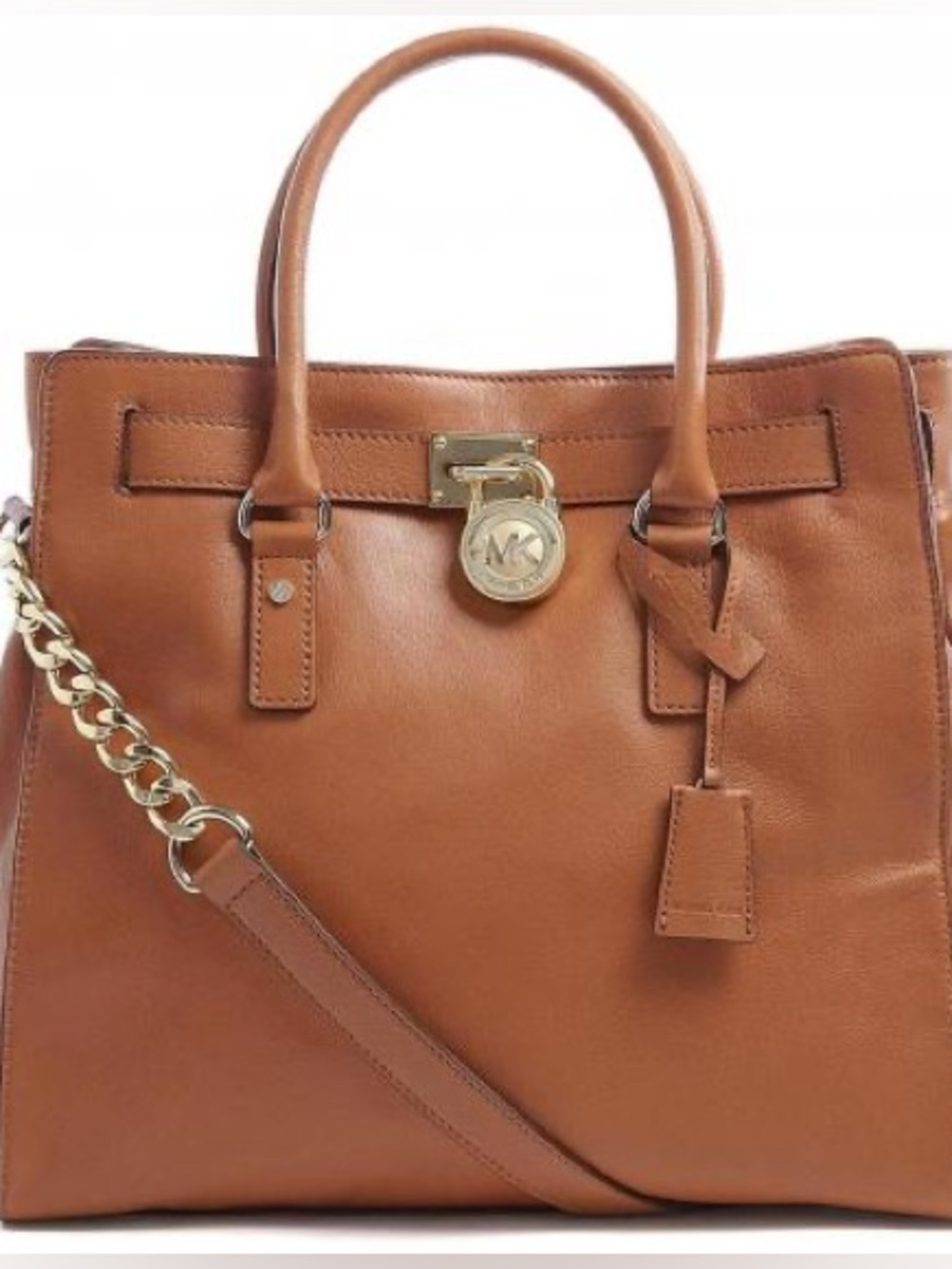 MICHAEL⭐️ by Michael Kors Classic Tan Leather Hamilton North South TOTE BAG